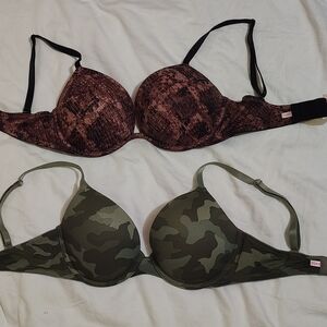 Victoria's Secret Snake and Camo Print Bras